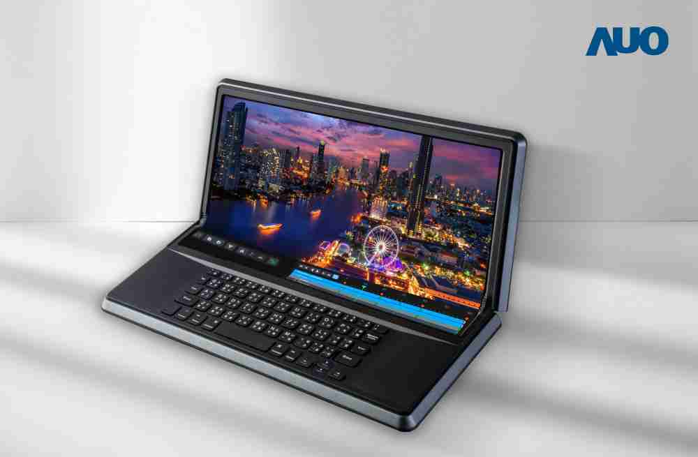 Wepay14.6吋Micro LED折迭显示屏幕，，，，搭配半径4mm的弯折绞炼，，，，以及高画素、、、、高亮度、、高对比度的显示技术特点，，，即便在大视角下仍保有绝佳色相与亮度